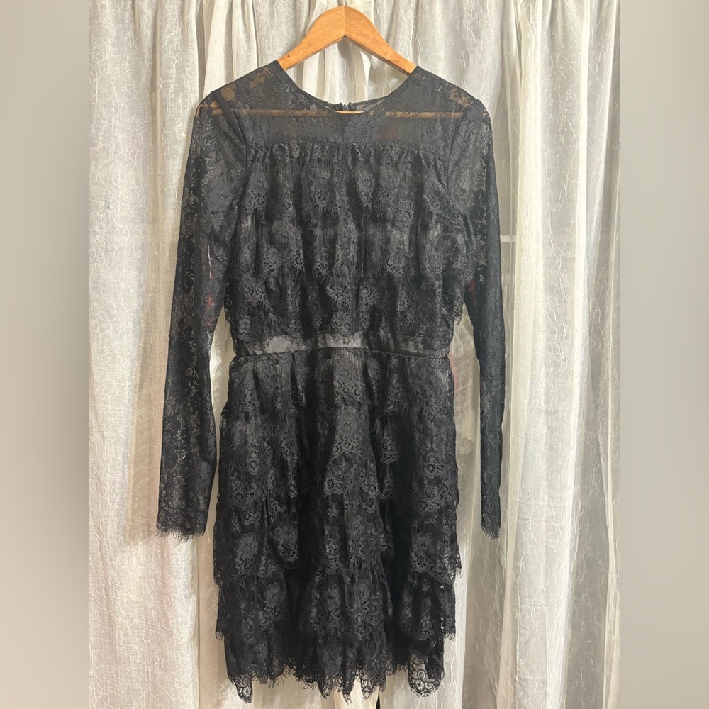 Designer black lace dress
